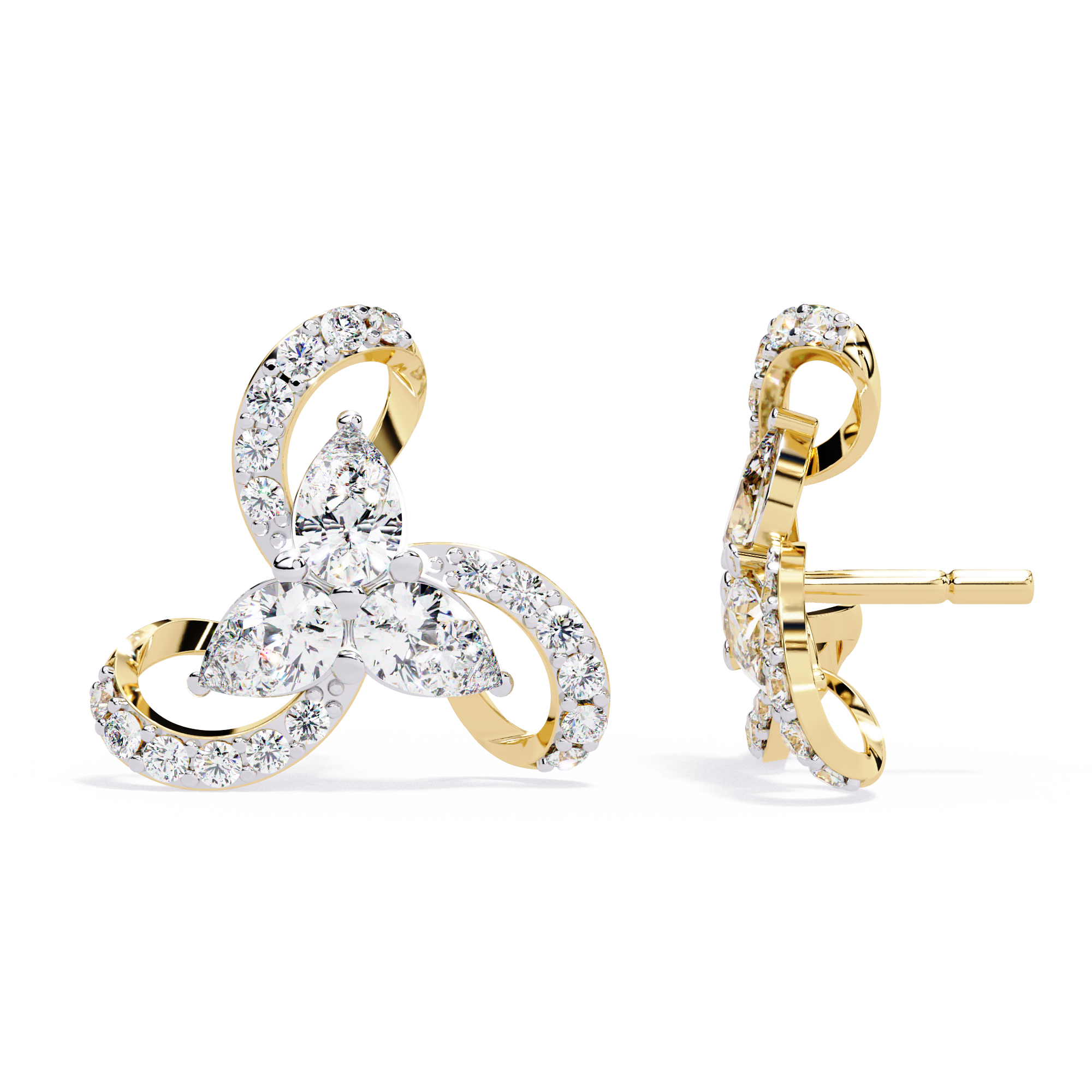 1.38ct Trinity Bloom Diamond Earrings – Solitairekart